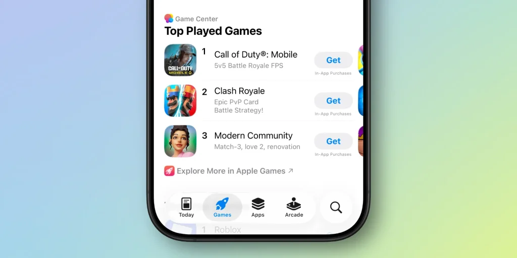 La nueva área de Principales juegos