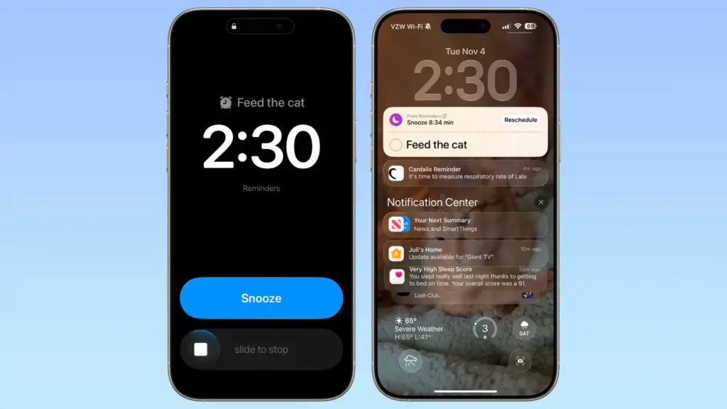 Los recordatorios en iOS 26.2