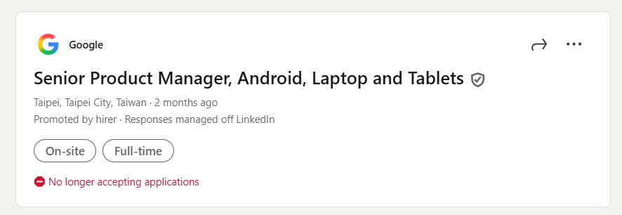 La oferta de Google en LinkedIn