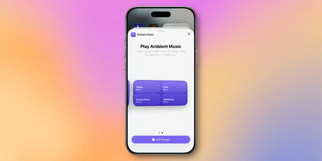 El widget de música de ambiente