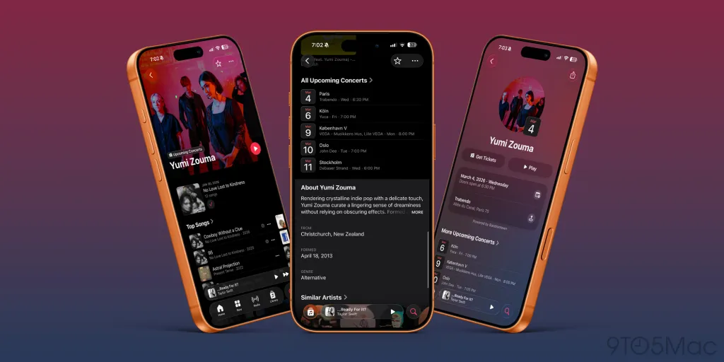 información de conciertos en Apple Music