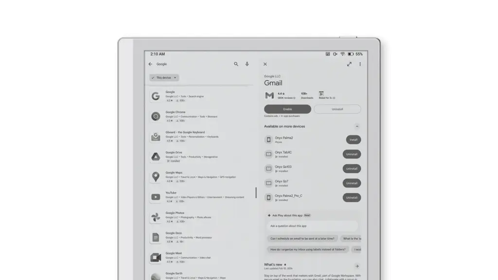 Android sin colorido en la nueva tablet de Boox