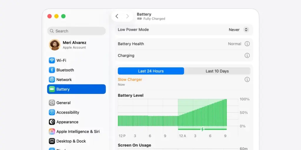 La carga lenta en un macBook