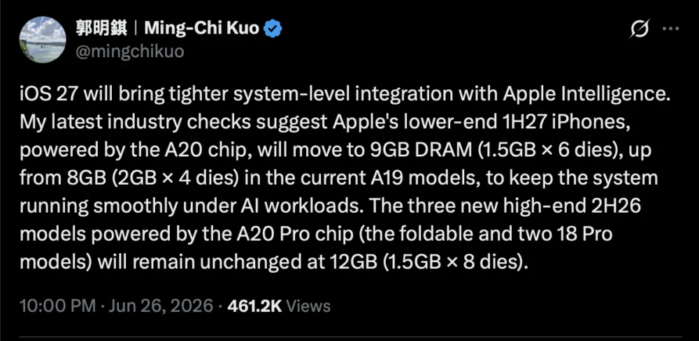 La información de Ming-Chi Kuo sobre el iPhone 18