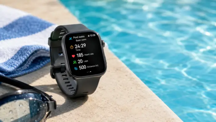 El Huawei Watch Fit 5 en una piscina El Huawei Watch Fit 5 en una piscina